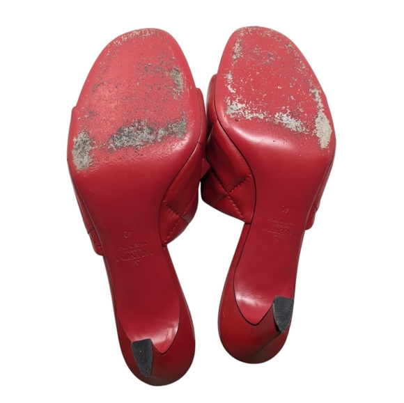 Valentino Garavani Red JU5 Roman Stud Mule Slide Heel Dress Up Sandal Size EU 40 - Picture 9 of 13